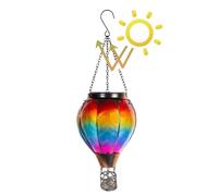 ANIROY Flickering Flame Light Hot Air Balloon Solar Lantern, Ripple Rainbow Hot Air Balloon Landscape Light, Colorful Mental Solar Light for Garden, Outdoor, Home Decoration