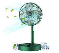 ANIROY Portable Standing Fan, 2000mAH Silent Pedestal Cooling Rechargeable Desk Fan, Telescopic Foldable Fans for Camping Travel, Outdoor, Home(Green)