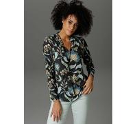 Aniston Casual Floral Print Slip-On Blouse Black Print