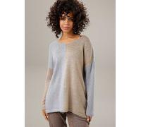 Aniston Colourblock Knitted Jumper Beige / Blue