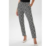 Aniston Elasticated Waist Patterned Straight Leg Trousers Beige Print