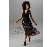 Aniston Floral Print Chiffon Skirt Dress Black Floral