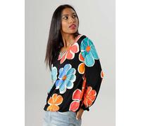 Aniston Floral Print Cut-Out Long Sleeve Blouse Silver