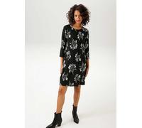 Aniston Floral Print Three-Quarter Length Sleeve Dress Black Print