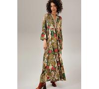 Aniston Floral Print Three-Quarter Length Sleeve Maxi Dress Green Print