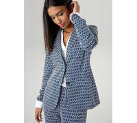 Aniston Geometric Print Short Blazer Blue Print