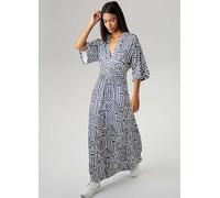 Aniston Graphic Print Three-Quarter Length Sleeve Summer Maxi Dress Blue Print