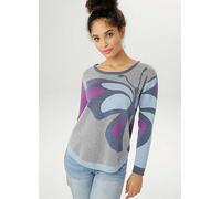 Aniston Knit Butterfly Print Jumper Grey Multi