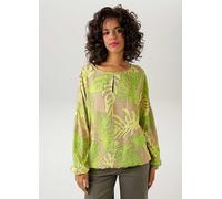 Aniston Leaf Print Long Sleeve Blouse Green Print