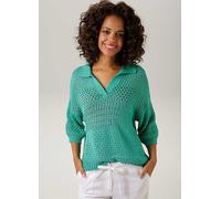 Aniston V-Neck Half Sleeve Knitted Sweater Green