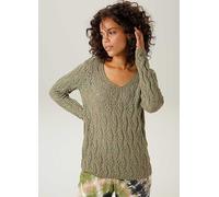 Aniston V-Neck Knitted Sweater Khaki