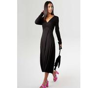 Aniston V-Neck Long Sleeve Midi Dress Black
