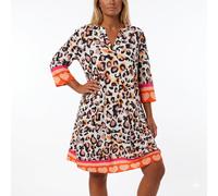 Aniston Women's Jersey Dress, White with Leopard Print, Short Sleeves,...