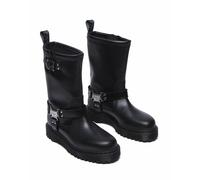 Dr Martens Anistone Tall Pull On Leather Biker Boots, Black, Size 5, Women Black