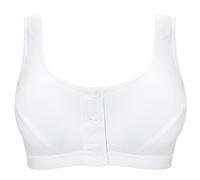 Anita Isra White Button Front Closure Mastectomy Bra Wire-Free Post Operative
