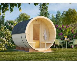 Anita L (2.2x2.9m | 1.6+0.7m2 | 42mm) Timber Garden Barrel Sauna