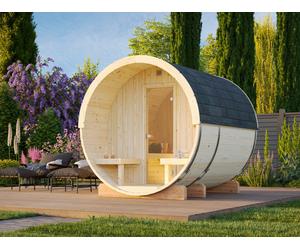 Anita M (2.2x2.5m | 1.3+0.7m2 | 42mm) Timber Garden Barrel Sauna