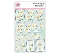 Anita's A4 White Lillies Coloured Decoupage Sheet, Accessories Supplies For Craft, Paper Craft, Scrapbooking, Card Making, Origami, Ideal for Adult Craft, Adds Textured Pattern To Craft Projects
