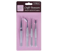 Anita's Craft Tweezer Set, Multicoloured, Silver, Metal, Pack of 4, for Craft, DIY, Art, Home, Diorama, Card Making, Paper, Gluing, Model Making, Jewellery Making, Soldering