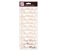 Anitas Outline Stickers, Best Wishes, Rose Gold On White, For Scrapbooking, Card Making, Kids Play, Homework, Art, Craft, Embelish, Decorative, Paper, Card, Glass, Metal, Plastic, Foam