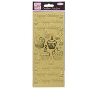 Anitas Outline Stickers, Birthday Cupcake, Gold, For Scrapbooking, Card Making, Kids Play, Homework, Art, Craft, Embelish, Decorative, Paper, Card, Glass, Metal, Plastic, Foam