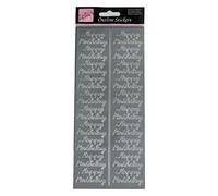 Anitas Outline Stickers, Birthday Repeated, Silver, For Scrapbooking, Card Making, Kids Play, Homework, Art, Craft, Embelish, Decorative, Paper, Card, Glass, Metal, Plastic, Foam