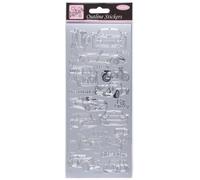 Anitas Outline Stickers, Car Collection, Silver, For Scrapbooking, Card Making, Kids Play, Homework, Art, Craft, Embelish, Decorative, Paper, Card, Glass, Metal, Plastic, Foam