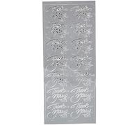 Anitas Outline Stickers, Elegant Thank You, Silver, For Scrapbooking, Card Making, Kids Play, Homework, Art, Craft, Embelish, Decorative, Paper, Card, Glass, Metal, Plastic, Foam