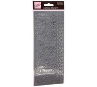 Anitas Outline Stickers, Happy Anniversary, Silver, For Scrapbooking, Card Making, Kids Play, Homework, Art, Craft, Embelish, Decorative, Paper, Card, Glass, Metal, Plastic, Foam