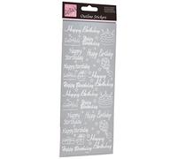 Anitas Outline Stickers, Happy Birthday Multicoloured, Silver, For Scrapbooking, Card Making, Kids Play, Homework, Art, Craft, Embelish, Decorative, Paper, Card, Glass, Metal, Plastic, Foam