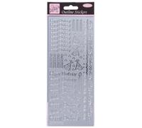 Anitas Outline Stickers, Happy Birthday, Silver, For Scrapbooking, Card Making, Kids Play, Homework, Art, Craft, Embelish, Decorative, Paper, Card, Glass, Metal, Plastic, Foam