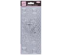 Anitas Outline Stickers, Hearts, Silver, For Scrapbooking, Card Making, Kids Play, Homework, Art, Craft, Embelish, Decorative, Paper, Card, Glass, Metal, Plastic, Foam