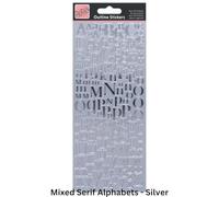 Anitas Outline Stickers, Mixed Serif Alphabets, Silver, For Scrapbooking, Card Making, Kids Play, Homework, Art, Craft, Embelish, Decorative, Paper, Card, Glass, Metal, Plastic, Foam