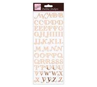 Anitas Outline Stickers, Script Alpha Upper Case, Rose Gold On White, For Scrapbooking, Card Making, Kids Play, Homework, Art, Craft, Embelish, Decorative, Paper, Card, Glass, Metal, Plastic, Foam