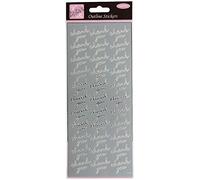 Anitas Outline Stickers, Thank You Repeated, Silver, For Scrapbooking, Card Making, Kids Play, Homework, Art, Craft, Embelish, Decorative, Paper, Card, Glass, Metal, Plastic, Foam