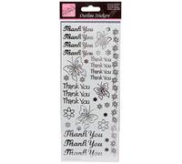 Anitas Outline Stickers, Thankyou, Silver on White, For Scrapbooking, Card Making, Kids Play, Homework, Art, Craft, Embelish, Decorative, Paper, Card, Glass, Metal, Plastic, Foam