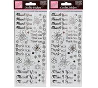 Anitas Outline Stickers, Thankyou, Silver on White, for Scrapbooking, Card Making, Kids Play, Homework, Art, Craft, Embelish, Decorative, Paper, Card, Glass, Metal, Plastic, Foam (Pack of 2)