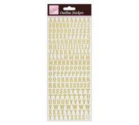 Anitas Outline Stickers, Traditional Alphabet, Gold on White, For Scrapbooking, Card Making, Kids Play, Homework, Art, Craft, Embelish, Decorative, Paper, Card, Glass, Metal, Plastic, Foam