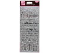 Anitas Outline Stickers, Verses, Christening & Baptism, Silver, For Scrapbooking, Card Making, Kids Play, Homework, Art, Craft, Embelish, Decorative, Paper, Card, Glass, Metal, Plastic, Foam