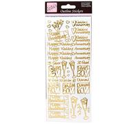 Anitas Outline Stickers, Wedding Anniversary, Gold on White, For Scrapbooking, Card Making, Kids Play, Homework, Art, Craft, Embelish, Decorative, Paper, Card, Glass, Metal, Plastic, Foam