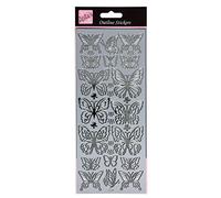 Anitas Outline Stickers, Wistful Wings, Silver, For Scrapbooking, Card Making, Kids Play, Homework, Art, Craft, Embelish, Decorative, Paper, Card, Glass, Metal, Plastic, Foam