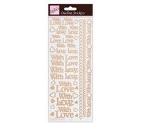 Anitas Outline Stickers, With Love, Rose Gold on White, For Scrapbooking, Card Making, Kids Play, Homework, Art, Craft, Embelish, Decorative, Paper, Card, Glass, Metal, Plastic, Foam