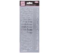 Anitas Outline Stickers, With Love, Silver, For Scrapbooking, Card Making, Kids Play, Homework, Art, Craft, Embelish, Decorative, Paper, Card, Glass, Metal, Plastic, Foam