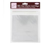 Anita's Square Card Bags, 145 x 145mm, Clear, Pack of 50, Plastic, Card Protection, For Home, Art, Craft, Cardmaking