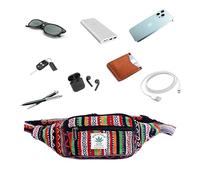 ANITYA Eco-Friendly Boho Hippie Style Hemp Fanny Pack, Blue Hip Waist Bag for Hiking, Running, Jogging, multicolor, One Size, Wasit Fenny Pack