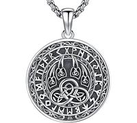 Aniu Viking Necklace 925 Sterling Silver, Viking Tree of Life / Bear Paw / Odin / Wolf / Arrowhead / Thor's Hammer Chain Amulet Nordic Viking Jewellery for Men Women, Sterling Silver, No Gemstone