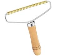 Aniuge 1 Pack Lint Remover, Double Carpet Scraper Manual Brush Tool Shaver Clothes Fuzz Roller Wooden Handle Reusable Mini Lint Cleaner for Pet Hair, Fuzz