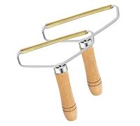 Aniuge 2 Pack Lint Remover, Double Carpet Scraper Manual Brush Tool Shaver Clothes Fuzz Roller Wooden Handle Reusable Mini Lint Cleaner for Pet Hair, Fuzz