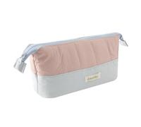 Aniute Aesthetic Quilted Pencil Case Cute Pen Pouch Soft Portable Stationery Bag for School Office Travel Cosmetic Bag Large Capacity Stationery Bag (pink-blue)