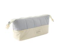 Aniute Aesthetic Quilted Pencil Case Cute Pen Pouch Soft Portable Stationery Bag for School Office Travel Cosmetic Bag Large Capacity Stationery Bag (gray-yellow)